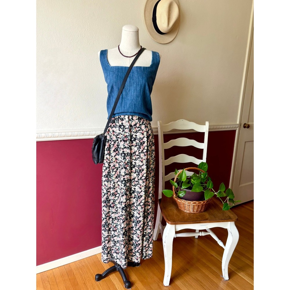 Vintage Tracy Evans Floral Button Up Maxi Skirt Size 6 Romantic Grunge Indie 90s